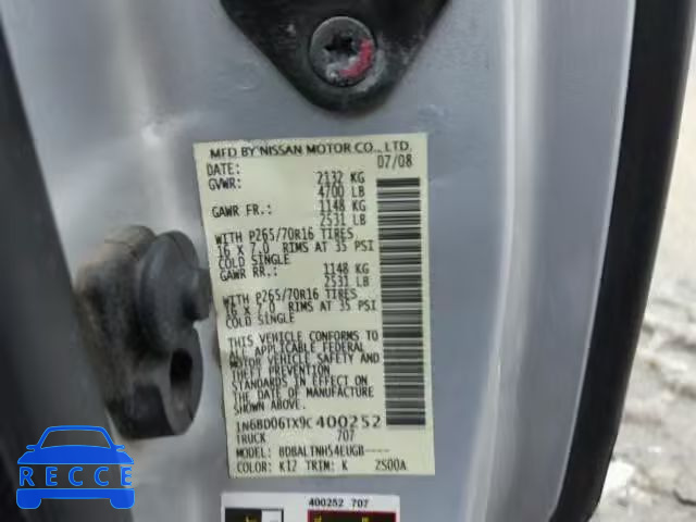 2009 NISSAN FRONTIER X 1N6BD06TX9C400252 image 9