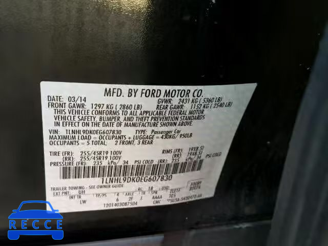 2014 LINCOLN MKS 1LNHL9DK0EG607830 image 9