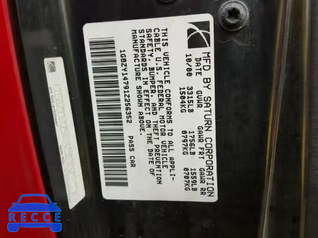 2001 SATURN SC2 1G8ZY14791Z256352 Bild 9