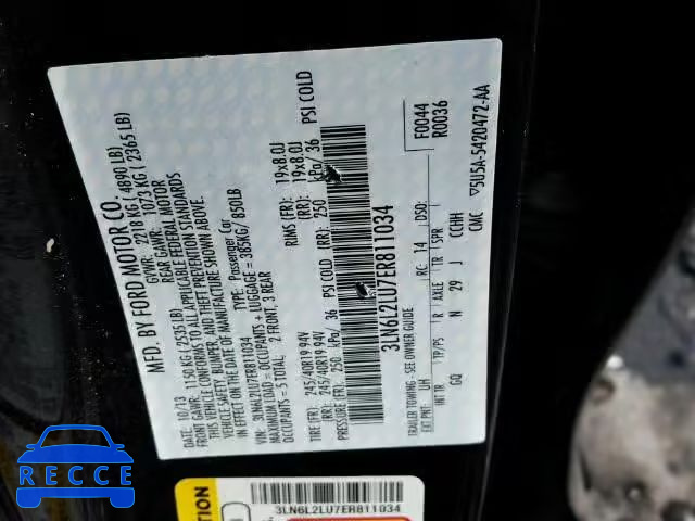 2014 LINCOLN MKZ HYBRID 3LN6L2LU7ER811034 image 9