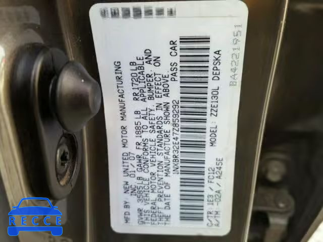2007 TOYOTA COROLLA 1NXBR32E47Z859292 image 9
