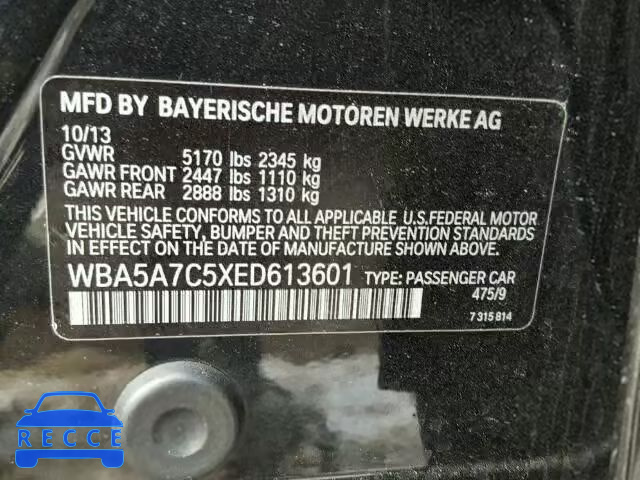 2014 BMW 528XI WBA5A7C5XED613601 image 9