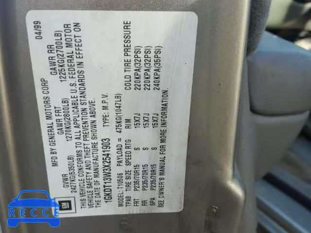 1999 GMC ENVOY 1GKDT13W3X2541903 image 9