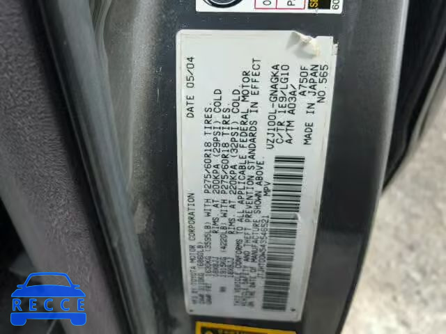 2004 LEXUS LX 470 JTJHT00W543546521 image 9