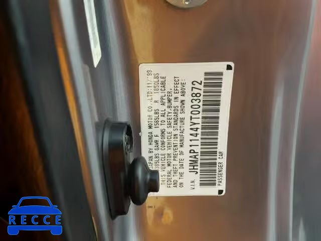 2000 HONDA S2000 JHMAP1144YT003872 image 9