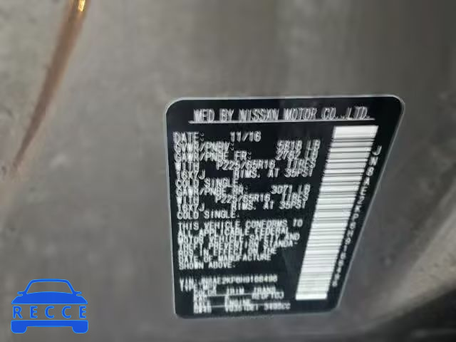 2017 NISSAN QUEST S JN8AE2KP6H9166496 image 9