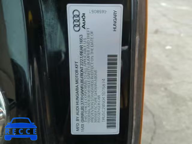 2004 AUDI TT TRUSC28N041015874 image 9