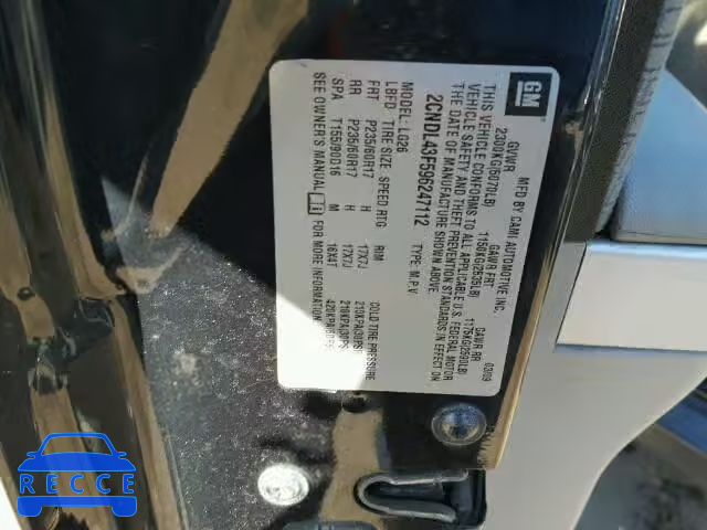 2009 CHEVROLET EQUINOX LT 2CNDL43F596247112 image 9