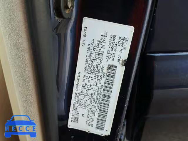 2003 LEXUS GX 470 JTJBT20X430009794 image 9