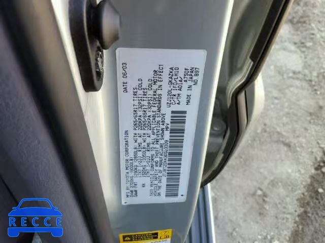 2003 LEXUS GX 470 JTJBT20X430020309 image 9