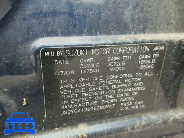 2009 SUZUKI SX4 JS2YC412696200947 image 9