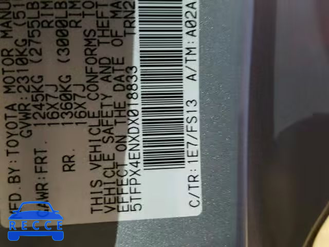 2013 TOYOTA TACOMA 5TFPX4ENXDX018833 image 9