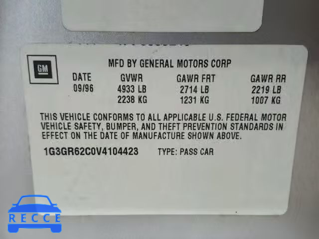 1997 OLDSMOBILE AURORA 1G3GR62C0V4104423 image 9