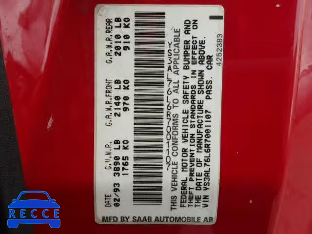 1994 SAAB 900 YS3AL76L6R7001107 image 9