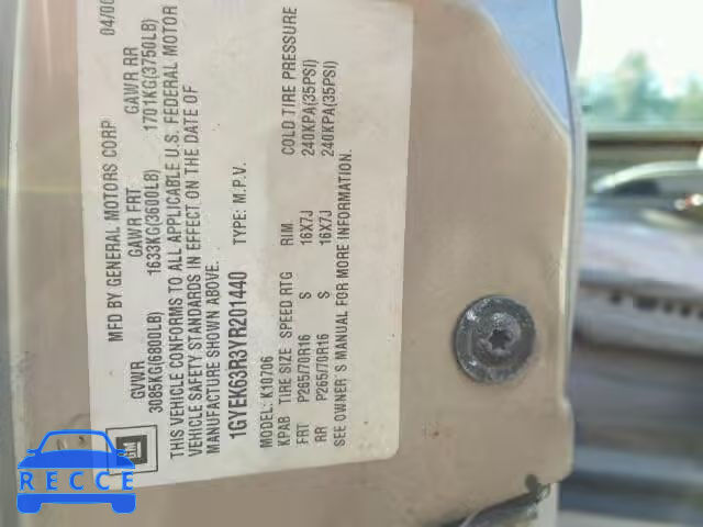 2000 CADILLAC ESCALADE L 1GYEK63R3YR201440 image 9