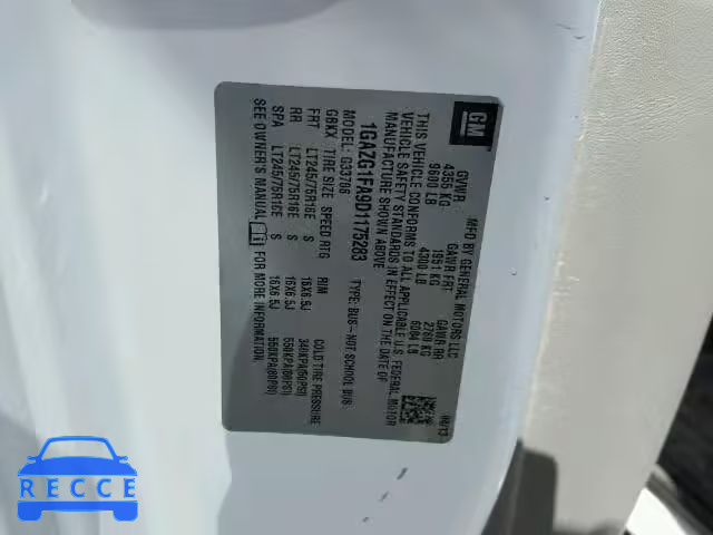 2013 CHEVROLET EXPRESS G3 1GAZG1FA9D1175283 image 9