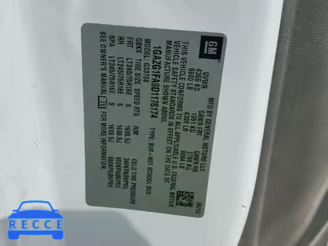2013 CHEVROLET EXPRESS G3 1GAZG1FA9D1176174 image 9