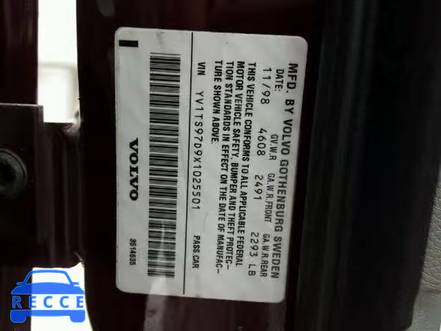 1999 VOLVO S80 YV1TS97D9X1025501 image 9