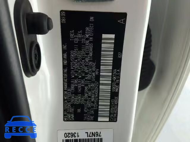 2010 TOYOTA SEQUOIA PL 5TDYY5G14AS024257 image 9