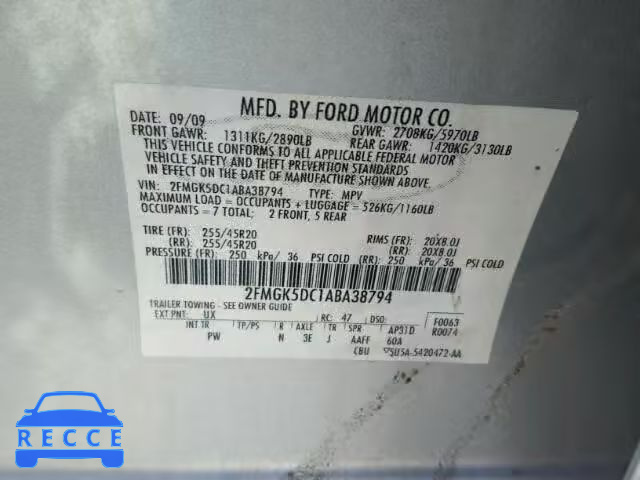 2010 FORD FLEX LIMIT 2FMGK5DC1ABA38794 image 9