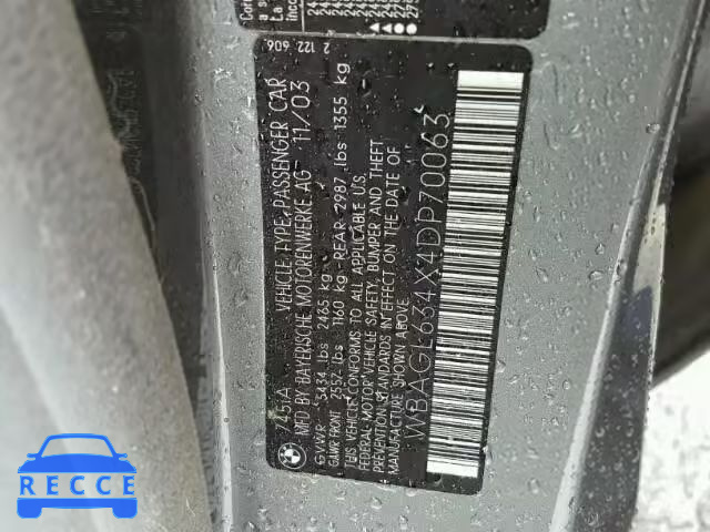 2004 BMW 745I WBAGL634X4DP70063 image 9