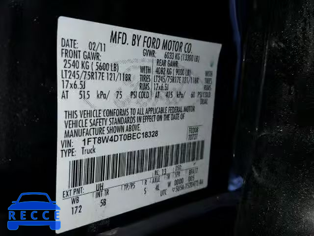 2011 FORD F450 SUPER 1FT8W4DT0BEC18328 image 9