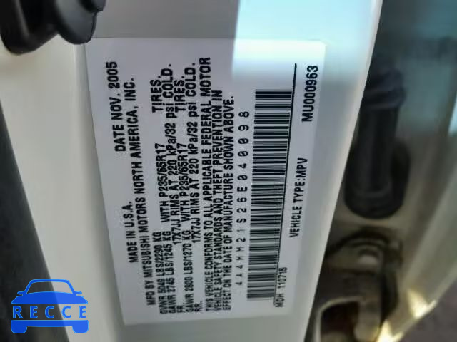 2006 MITSUBISHI ENDEAVOR L 4A4MM21S26E040098 image 9