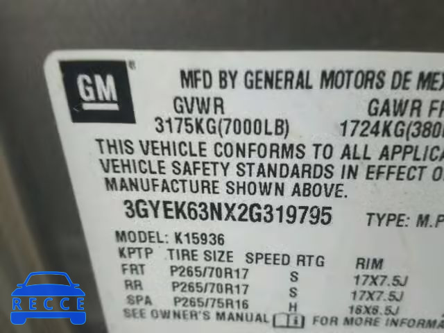 2002 CADILLAC ESCALADE E 3GYEK63NX2G319795 image 9