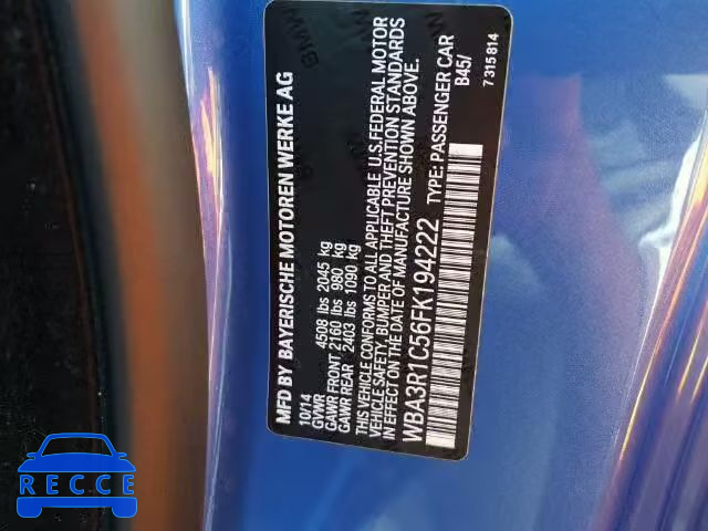 2015 BMW 435I WBA3R1C56FK194222 зображення 9