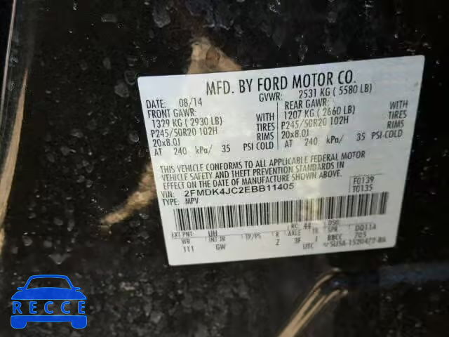 2014 FORD EDGE SEL A 2FMDK4JC2EBB11405 image 9