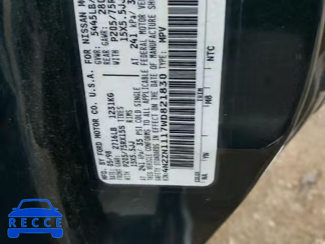 1998 NISSAN QUEST XE/G 4N2ZN1117WD821830 image 9
