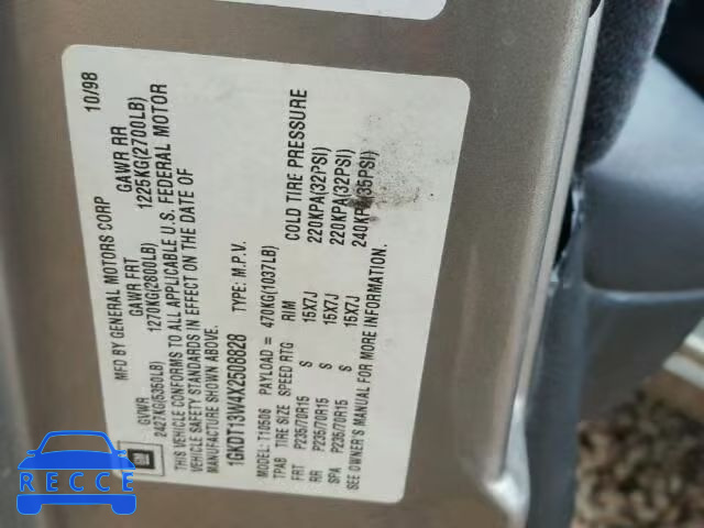 1999 GMC ENVOY 1GKDT13W4X2508828 image 9