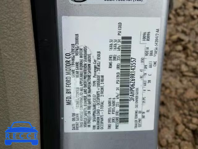 2009 FORD FUSION S 3FAHP06Z69R143557 image 9