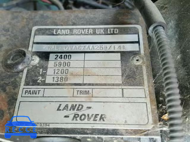 1986 LAND ROVER DEFENDER SALLDVAC7AA259714 image 9