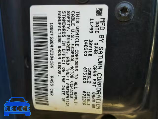 2000 SATURN SL 1G8ZF5284YZ184169 image 9