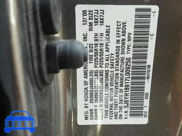 2007 HONDA ELEMENT SC 5J6YH18917L009250 image 9