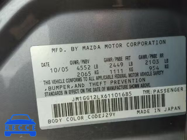 2006 MAZDA MAZDASPEED JM1GG12LX61101685 image 9