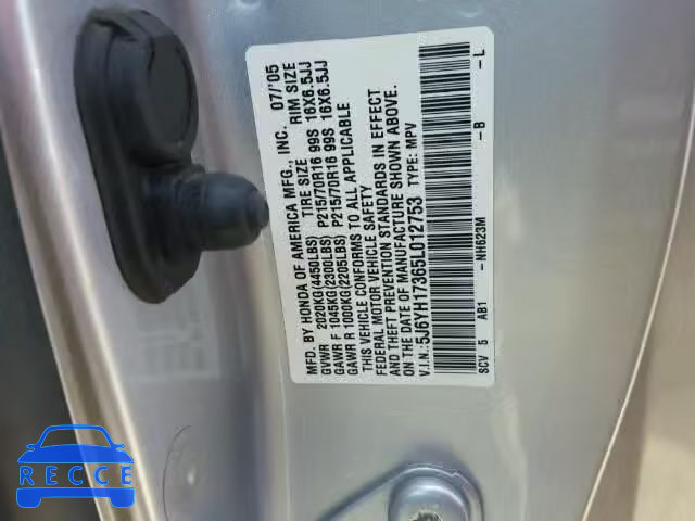 2005 HONDA ELEMENT LX 5J6YH17365L012753 image 9