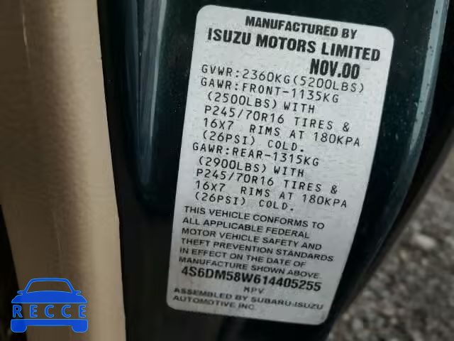 2001 HONDA PASSPORT E 4S6DM58W614405255 image 9