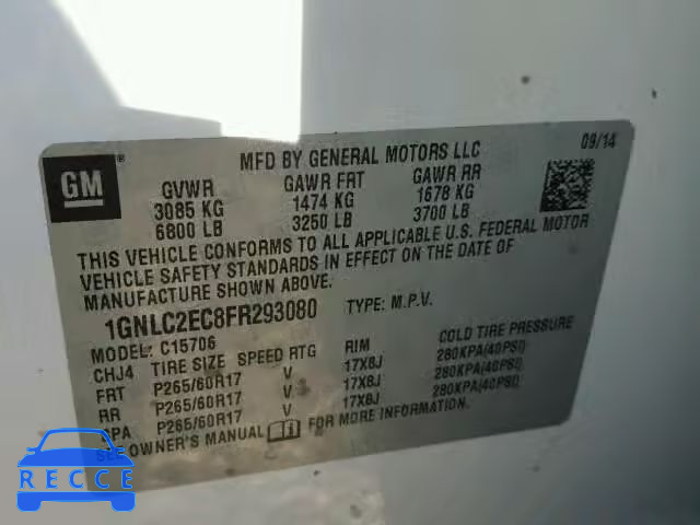 2015 CHEVROLET TAHOE C150 1GNLC2EC8FR293080 image 9