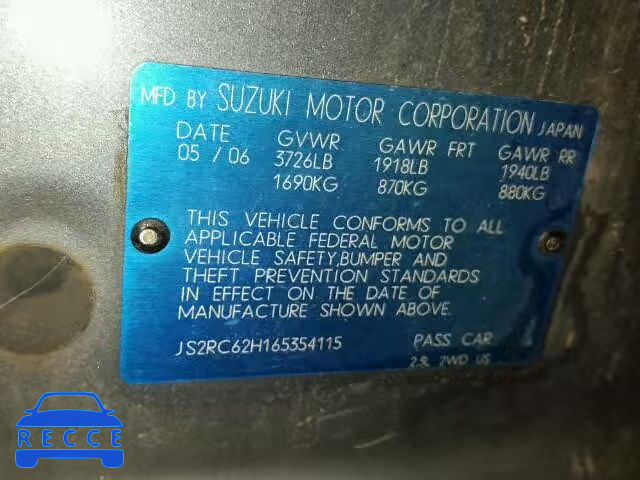 2006 SUZUKI AERIO JS2RC62H165354115 image 9