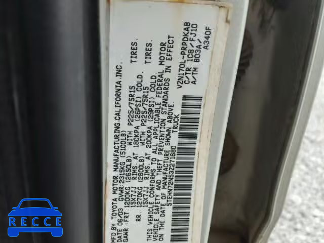 2003 TOYOTA TACOMA DOU 5TEHN72N53Z271680 image 9