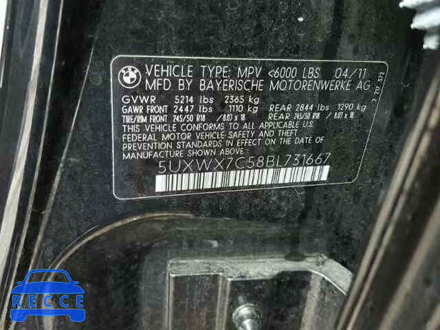 2011 BMW X3 XDRIVE3 5UXWX7C58BL731667 image 9