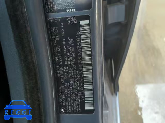 2003 BMW 330I WBAEV53443KM26816 зображення 9