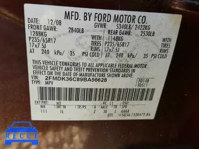 2009 FORD EDGE SE 2FMDK36C89BA56628 image 9