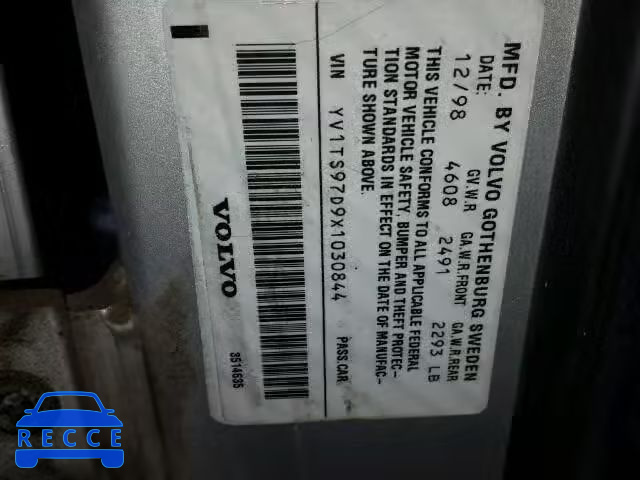 1999 VOLVO S80 YV1TS97D9X1030844 image 9