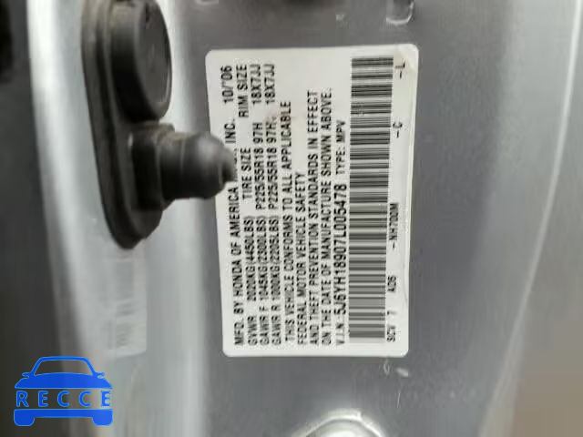 2007 HONDA ELEMENT SC 5J6YH18907L005478 зображення 9