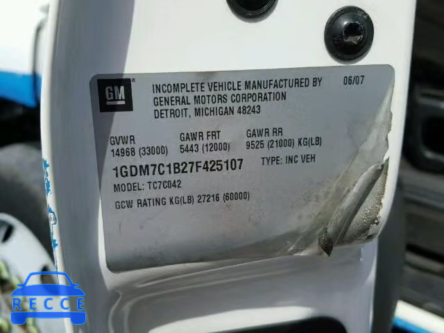 2007 GMC C7500 C7C0 1GDM7C1B27F425107 image 9