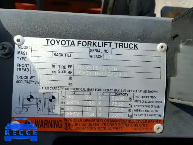 1998 TOYOTA FORKLIFT 77683 image 9