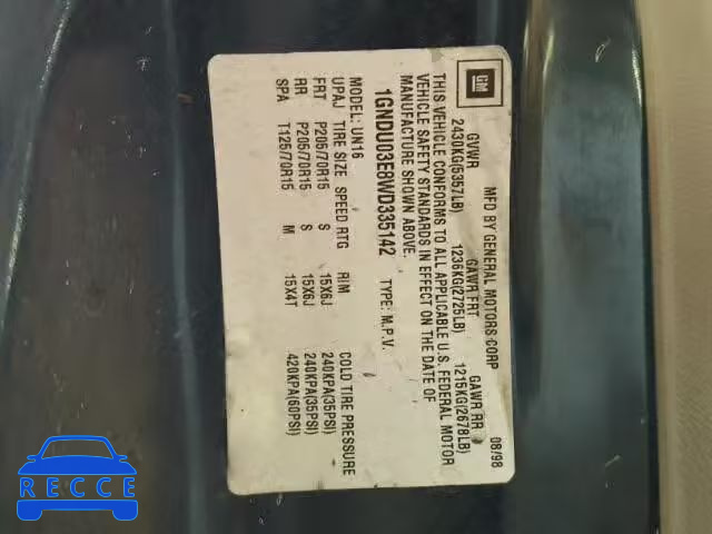 1998 CHEVROLET VENTURE 1GNDU03E8WD335142 image 9